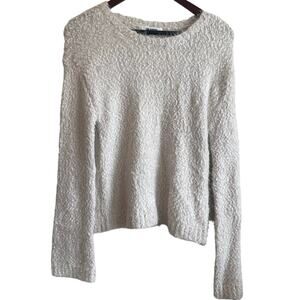BB Dakota Sweater Women XS Round Neck Long Sleeve White Fuzzy Cozy Neutral NWOT‎